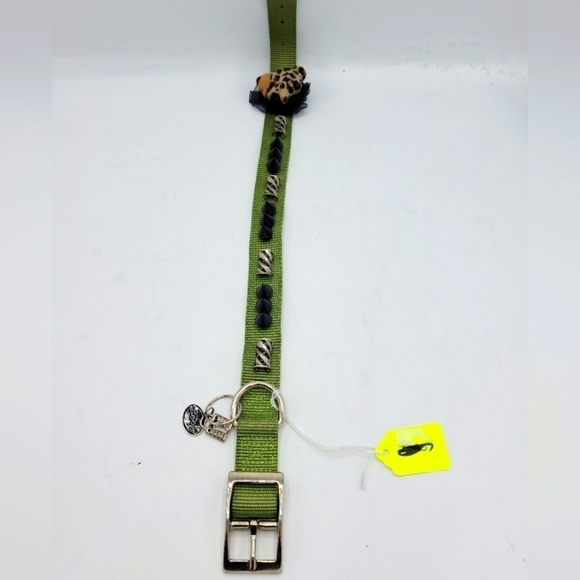 CUSTOMIZED Dog Collar Wild Thing Cub Green with Bling and Black Spikes - Picture 12 of 16